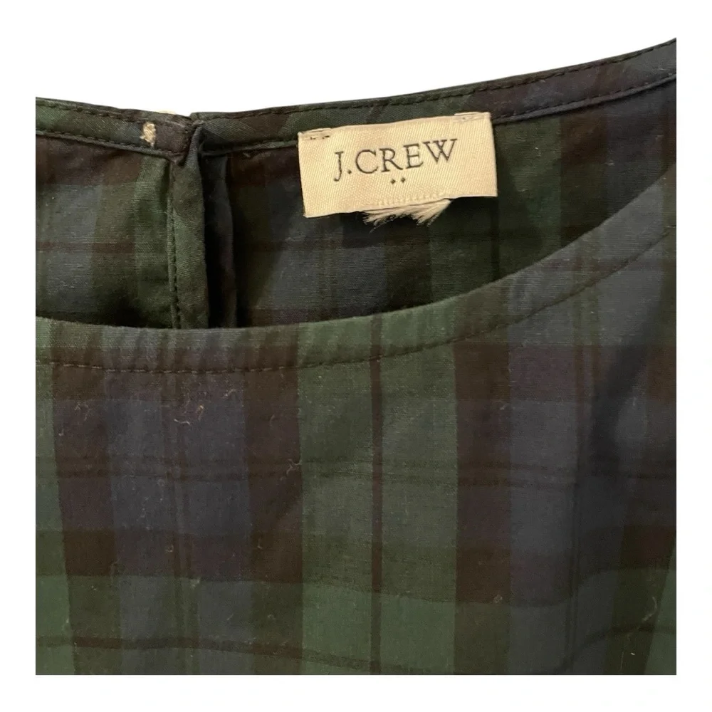 J. Crew Top, Size Unmarked, Blue & Green Paid, Slipover w/Shoulder Ruffles.